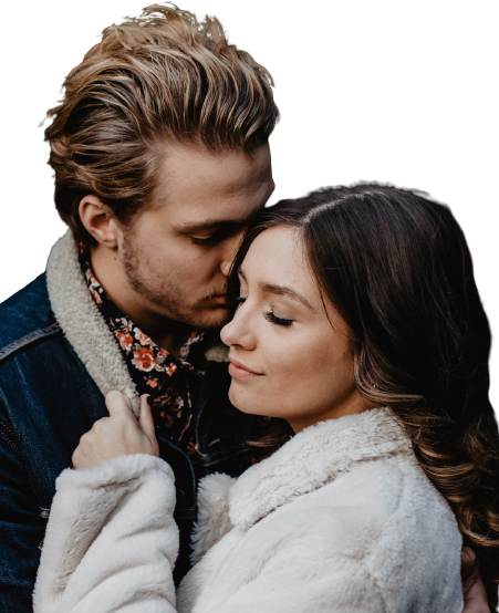 shallow focus photo of man kissing woman