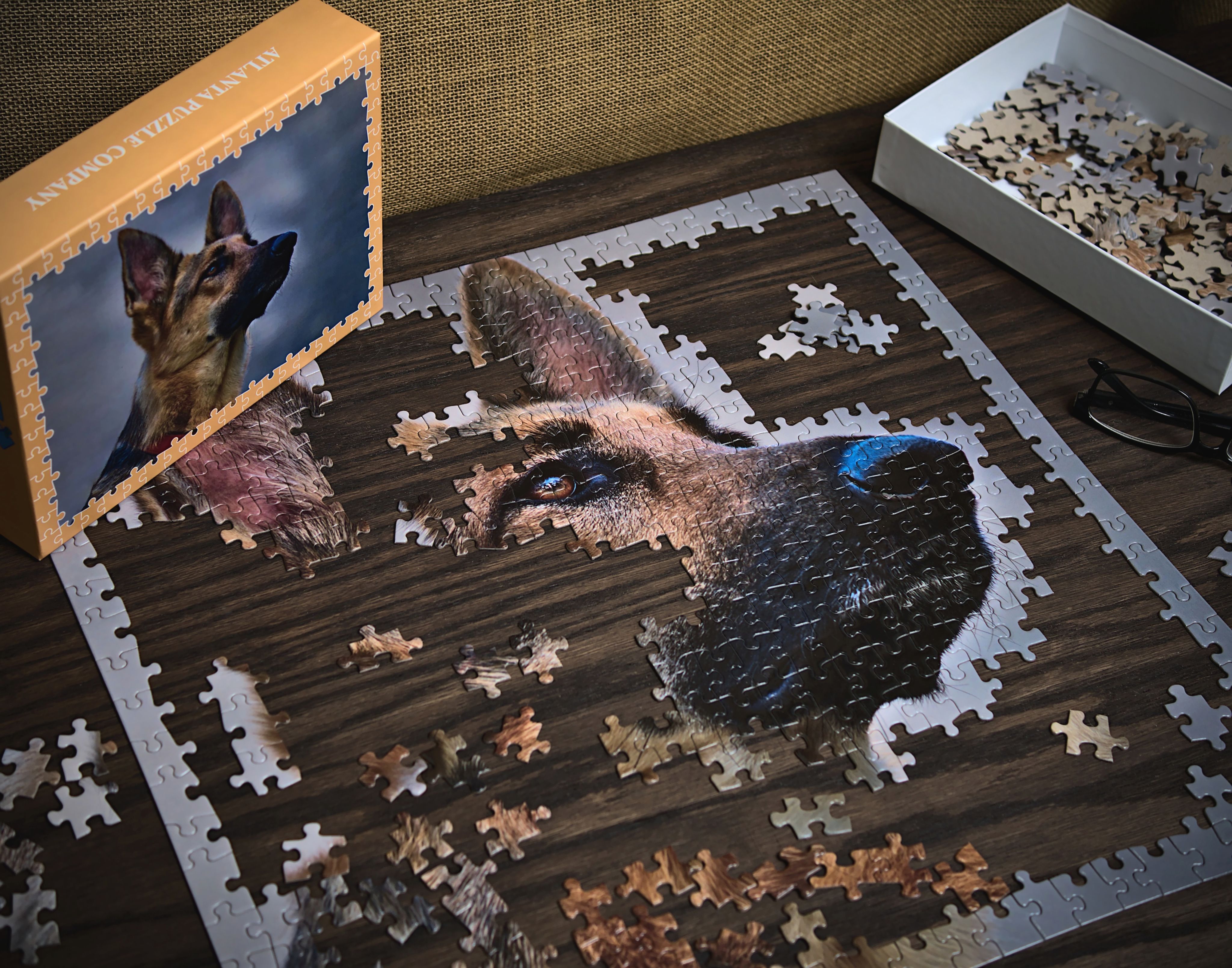a puzzle with a picture of a dog on it